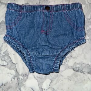 Wrangler Blue Denim Diaper Cover with Pink Stitching